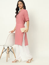 Rose Taupe Airy Linen Long Kurti