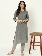 Charcoal Grey Linen Kurti Set