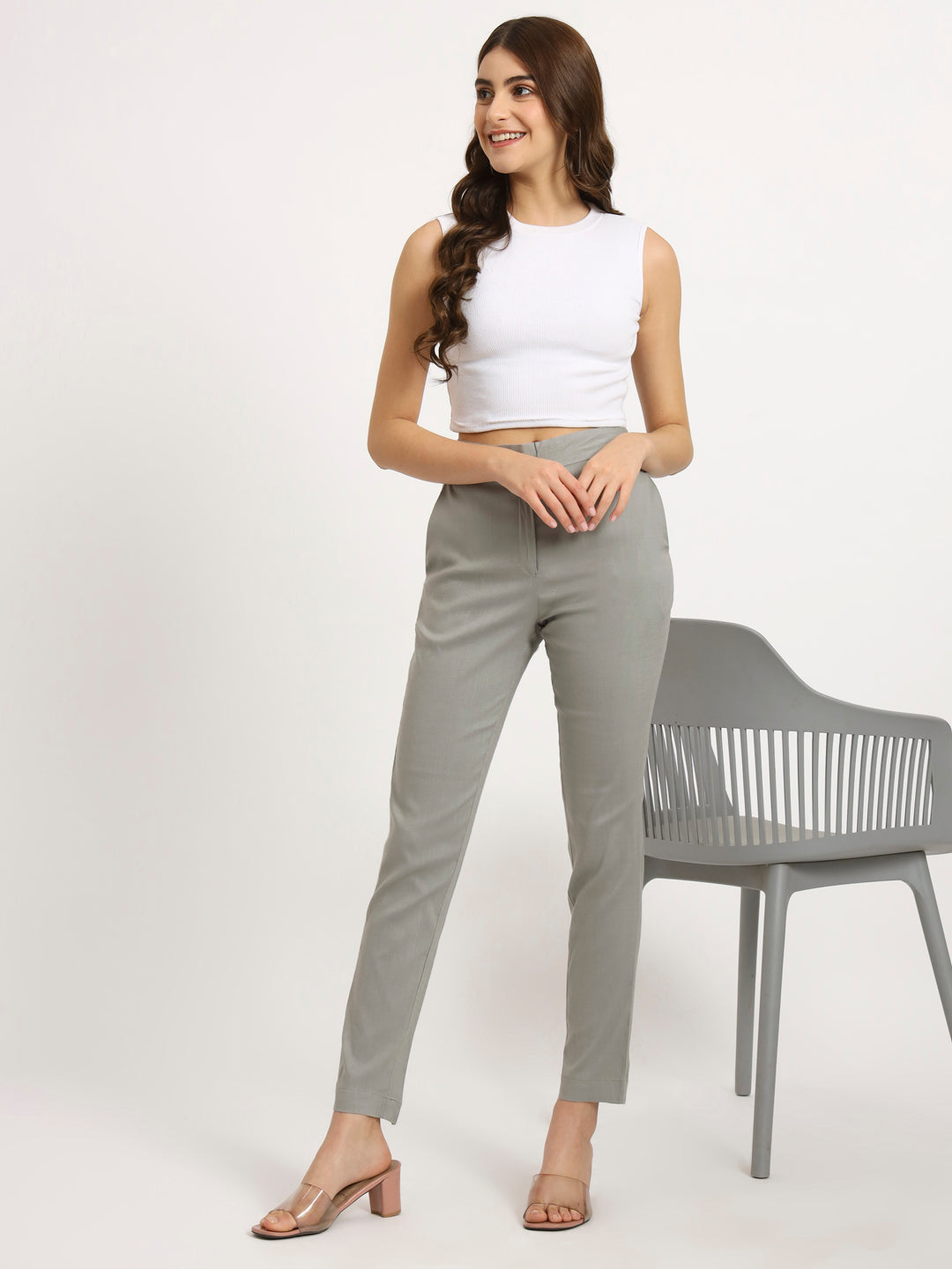 Light Grey Colour Lycra Pants – beSOLiD
