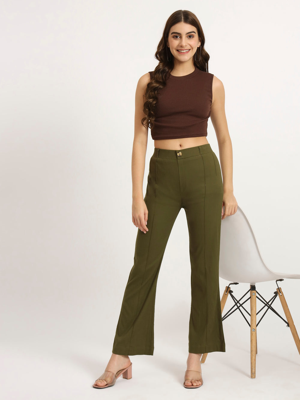 Olive Green Bell Bottom Pants