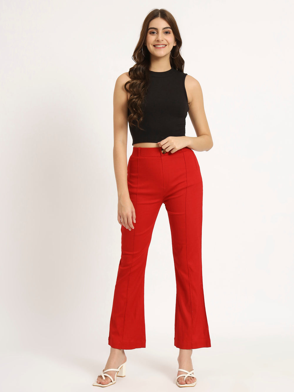 Lava Red Bell Bottom Pants