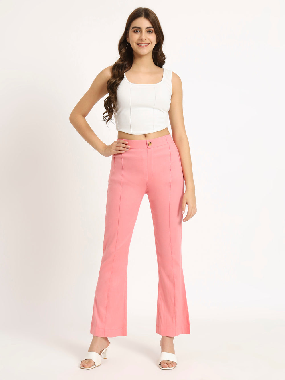 Blush Pink Bell Bottom Pants
