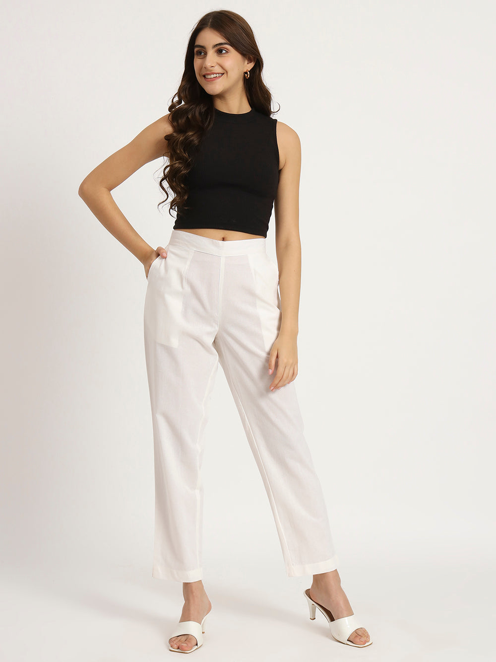 white cotton pants for ladies