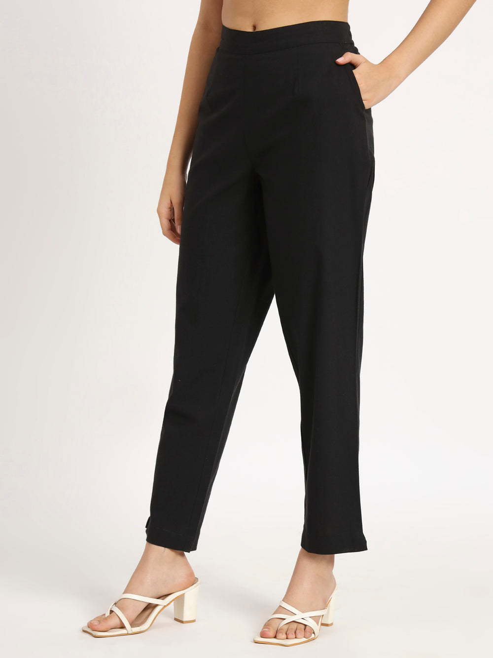 black cotton pants