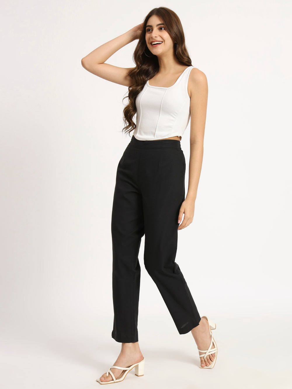 black cotton pants