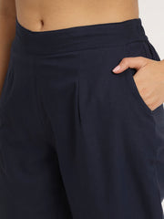 navy blue Cotton pants for women