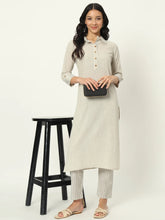 Dusty Storm Linen Kurti Set