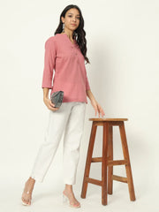 Rose Taupe Linen Short Kurti