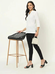 Pearl White Linen Short Kurti