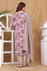 Elegant Printed Staple Suit with mulmul dupatta