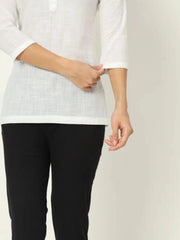 Pearl White Linen Short Kurti