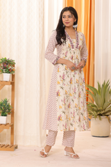 Floral Elegance in Pure Sanwadi Cotton with Malmal Dupatta White C141