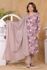 Elegant Printed Staple Suit with mulmul dupatta