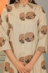 Beige Printed Co-ord Set for Women – Stylish Ethnic Wear C161