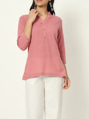 Rose Taupe Linen Short Kurti
