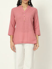 Rose Taupe Linen Short Kurti