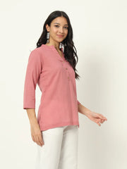 Rose Taupe Linen Short Kurti
