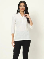 Pearl White Linen Short Kurti