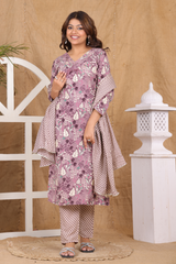 Elegant Printed Staple Suit with mulmul dupatta