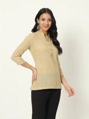 Desert Sand Linen Short Kurti