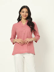 Rose Taupe Linen Short Kurti