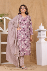 Elegant Printed Staple Suit with mulmul dupatta