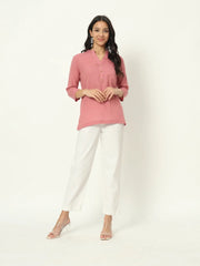 Rose Taupe Linen Short Kurti