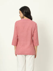 Rose Taupe Linen Short Kurti