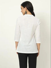 Pearl White Linen Short Kurti