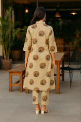 Beige Printed Co-ord Set for Women – Stylish Ethnic Wear C161