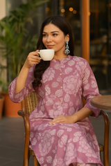 Graceful Lilac Floral Coord Set – Pure Sanwadi Cotton C160