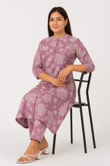 Graceful Lilac Floral Coord Set – Pure Sanwadi Cotton C160