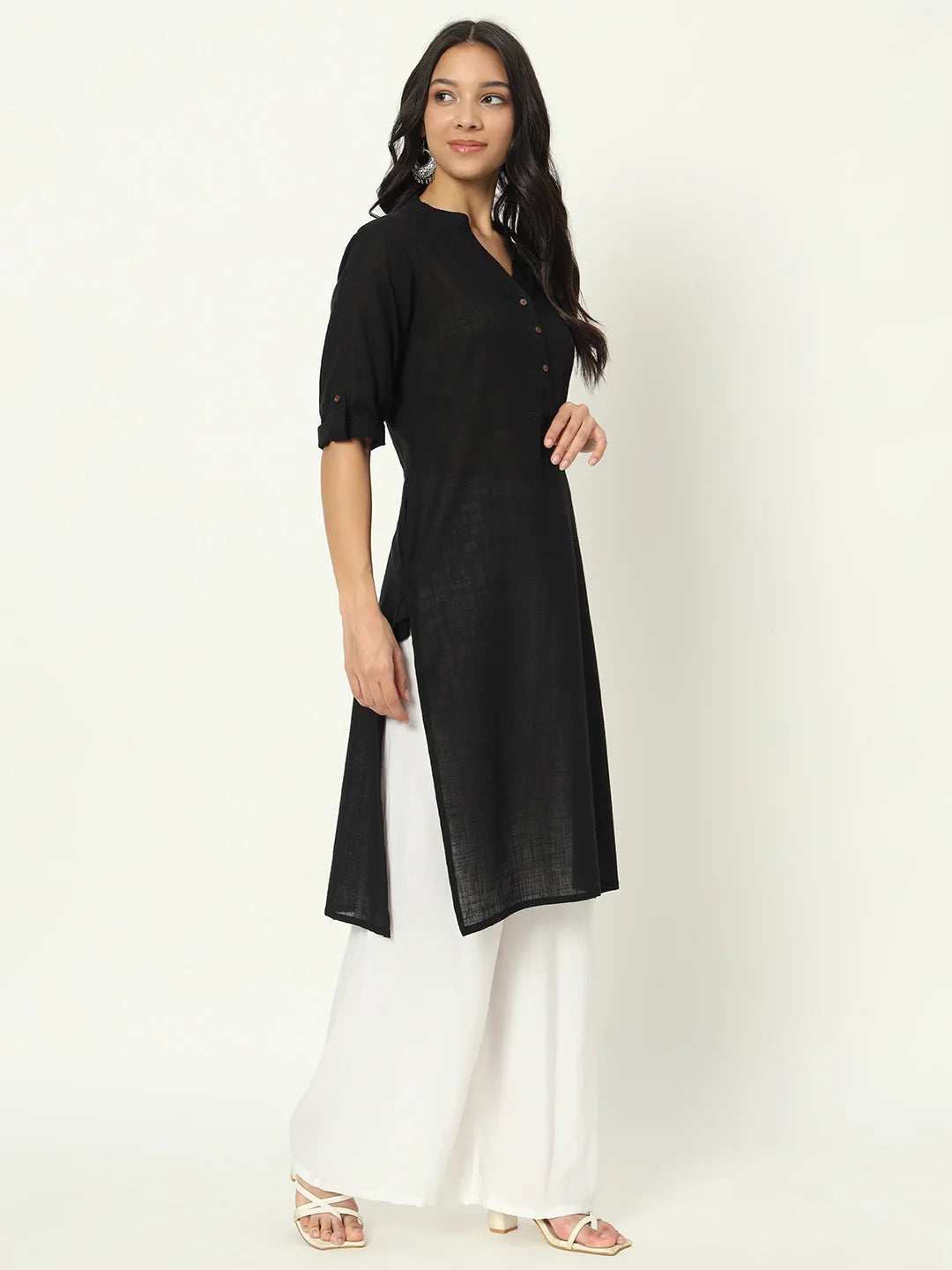 Z-Black Airy Linen Long Kurti