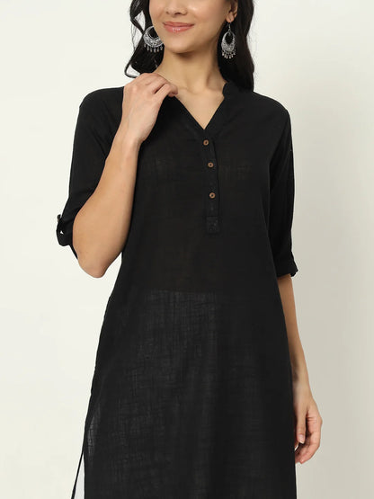 Z-Black Airy Linen Long Kurti