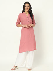 Rose Taupe Airy Linen Long Kurti