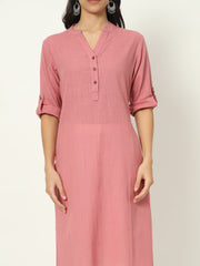 Rose Taupe Airy Linen Long Kurti