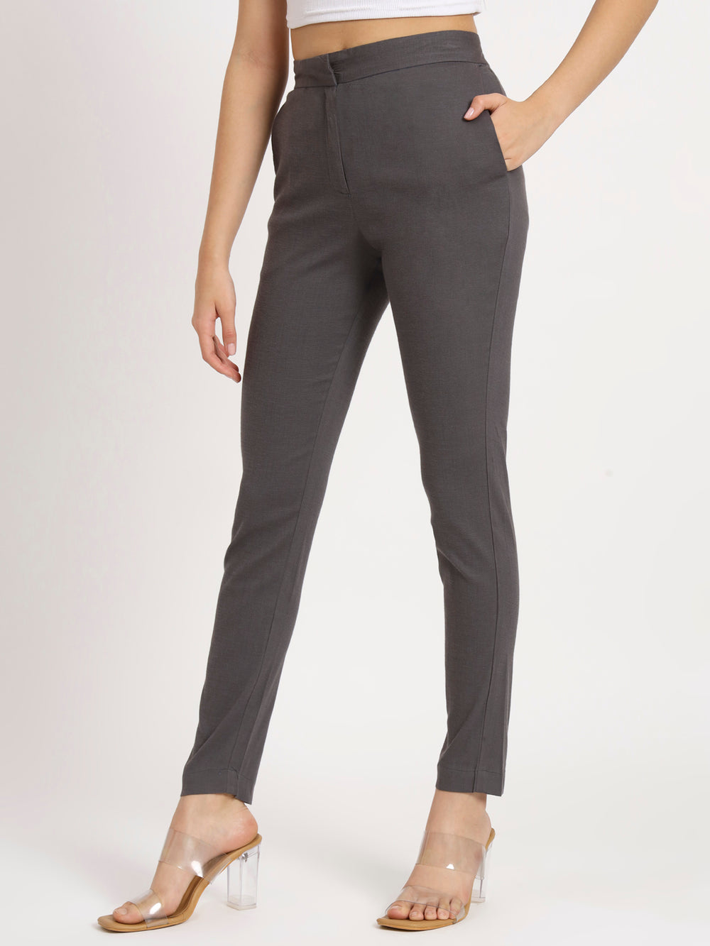 Dark Grey Colour Lycra Pants