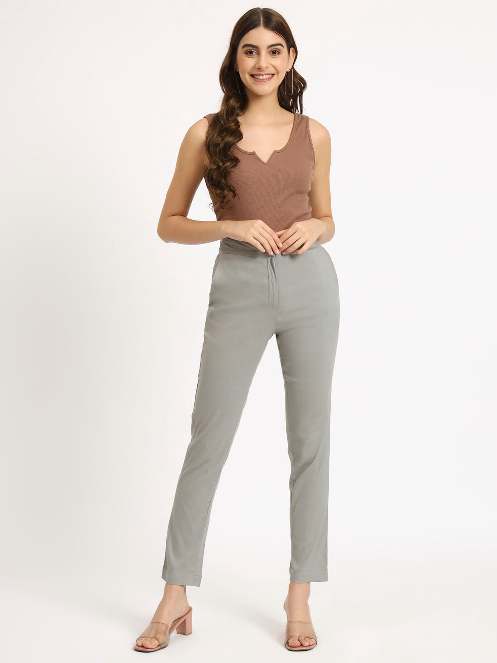 Light Grey Colour Lycra Pants