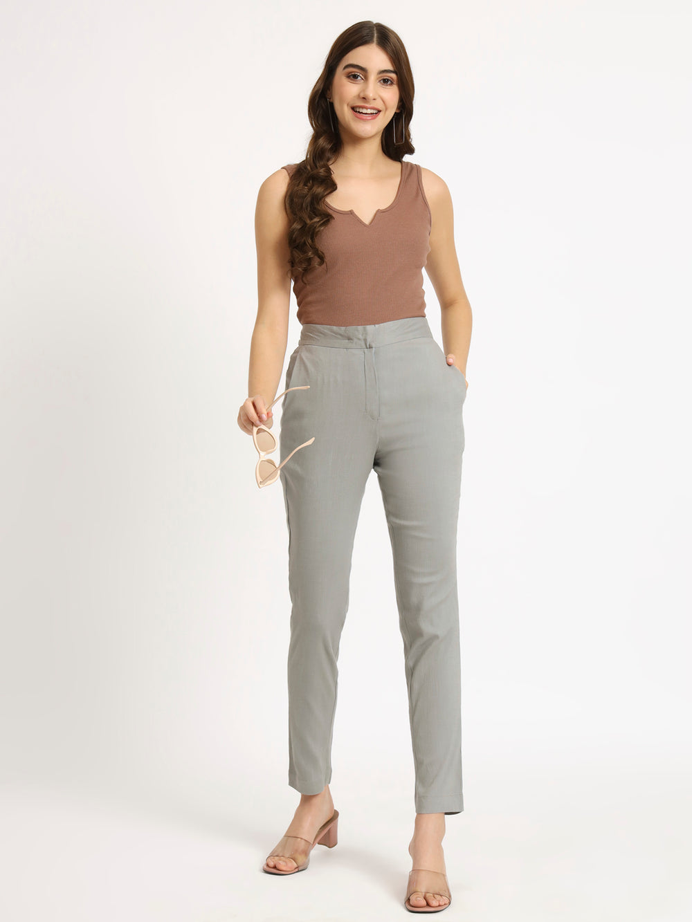 Light Grey Colour Lycra Pants