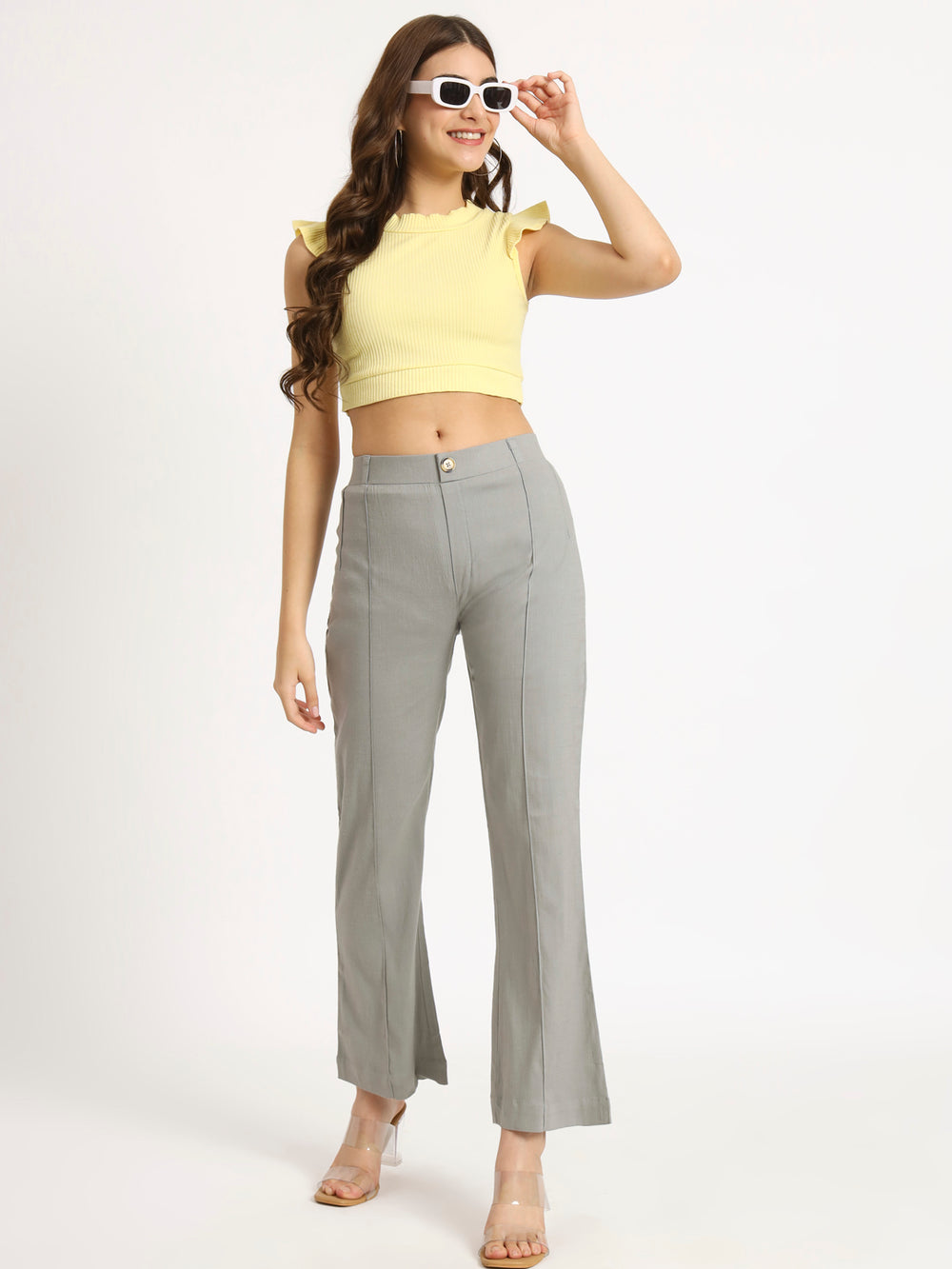 Ash Grey Bell Bottom Pants