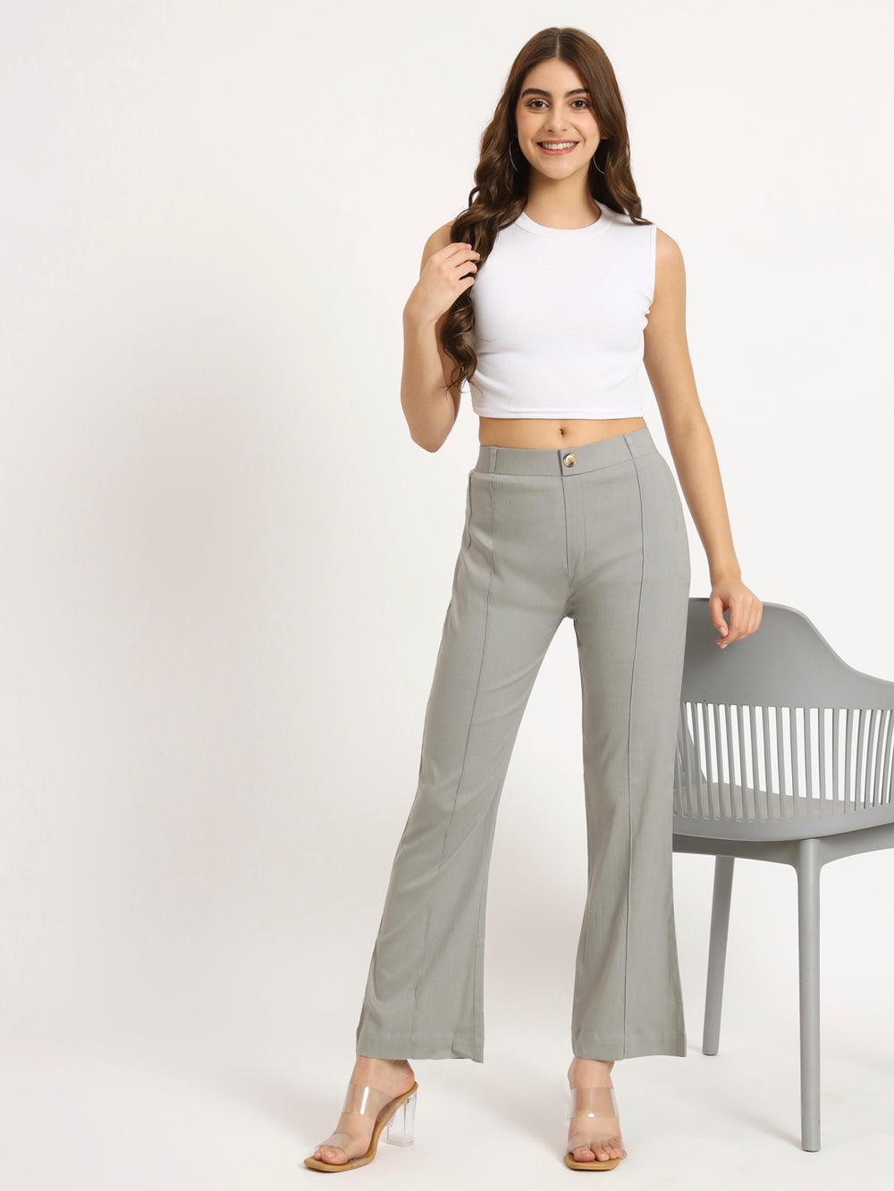 Ash Grey Bell Bottom Pants