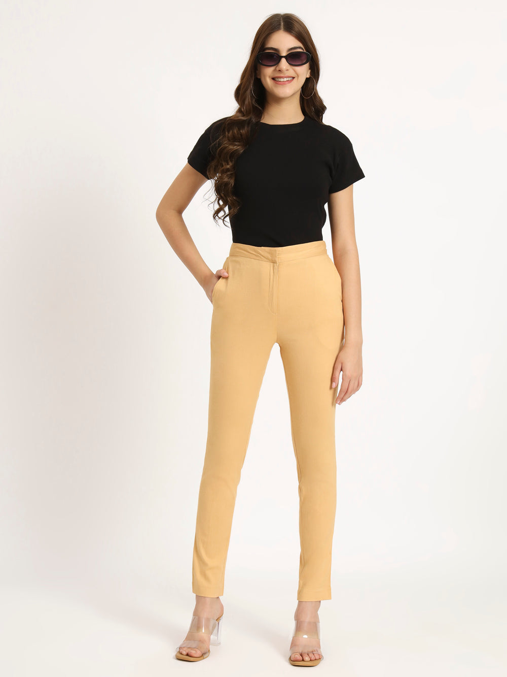 Beige Colour Lycra Pants