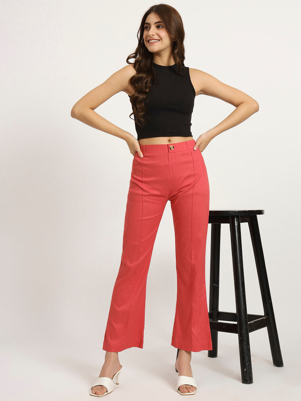 Valentine Red Bell Bottom Pants