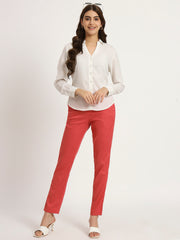 Crimson Red Colour Lycra Pants