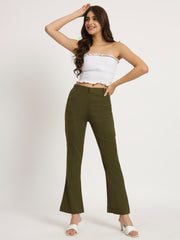 Dark Olive Bell Bottom Pants