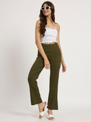 Dark Olive Bell Bottom Pants
