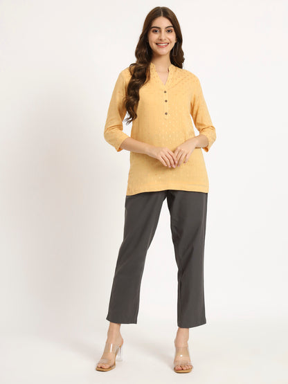 Beige Buta Short Kurti