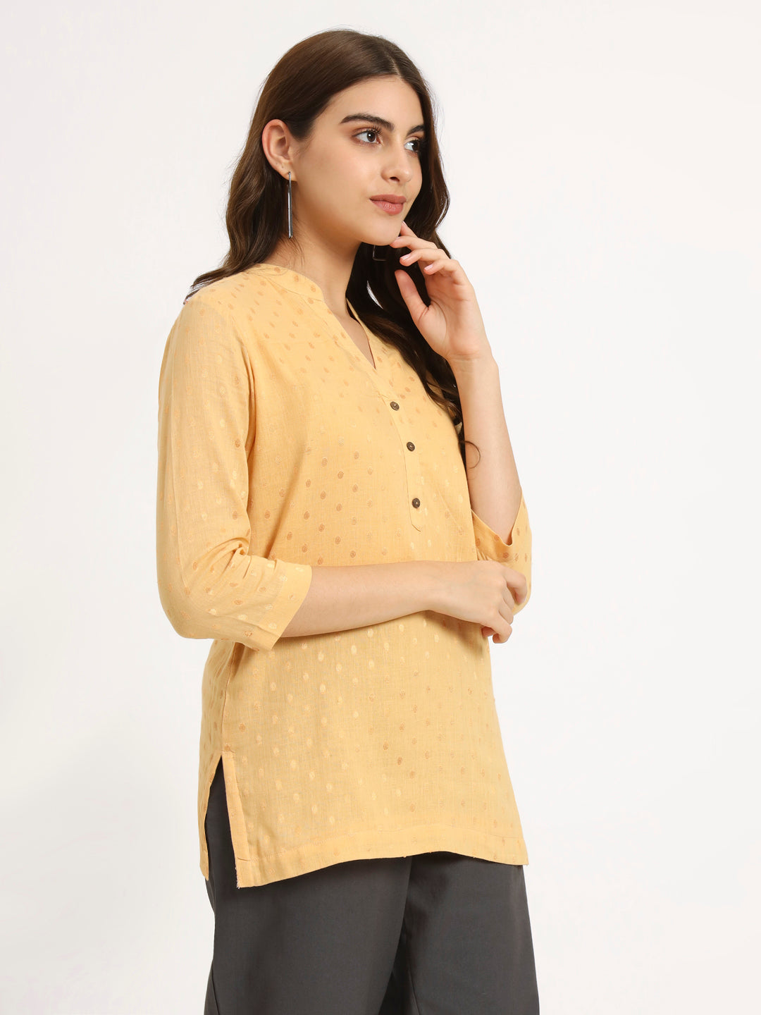 Beige Buta Short Kurti
