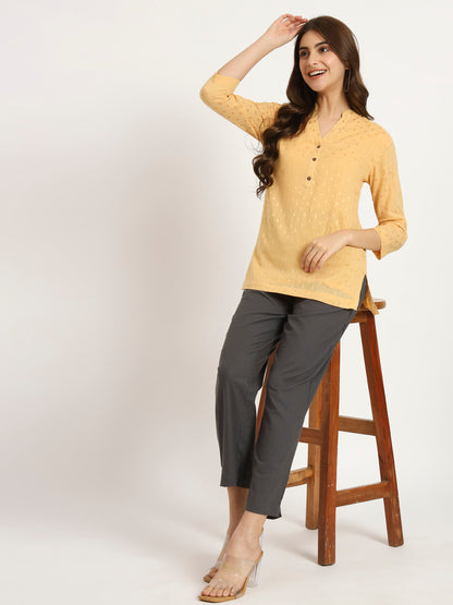 Beige Buta Short Kurti
