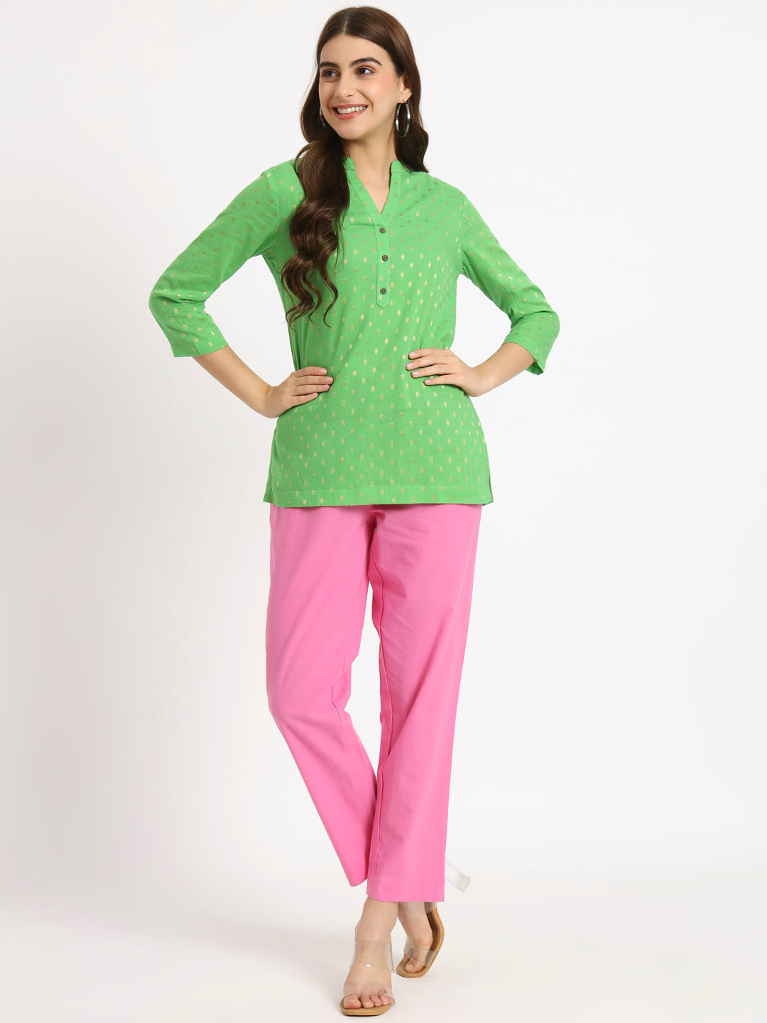 Mustard Buta Short Kurti